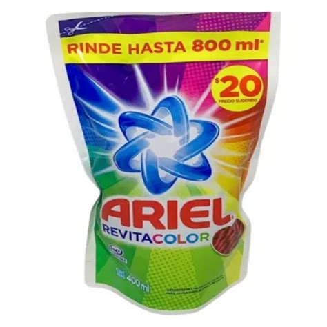 Detergente Ariel Revitacolor 400 Ml Caja Con 8 Piezas Envío Gratis