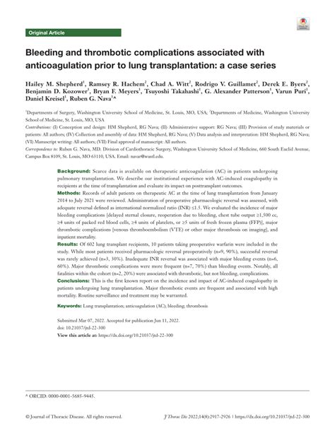 Pdf Bleeding And Thrombotic Complications Associated With