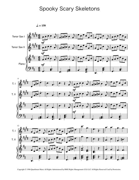 Spooky Scary Skeletons Arr Ygor Nunes By Akira The Don Sheet Music For Tenor Sax Duet At