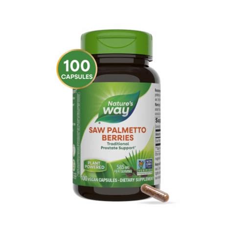 Nature S Way Saw Palmetto Berries Traditional Prostate Support Capsules 585 Per Serving 100 Ct