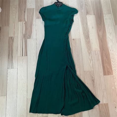 Reformation Dresses Reformation Gavin In Emerald Green Cutout Back