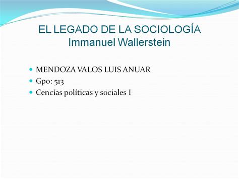 Mendoza Avalos Luis Anuuar El Legado De La Sociologia