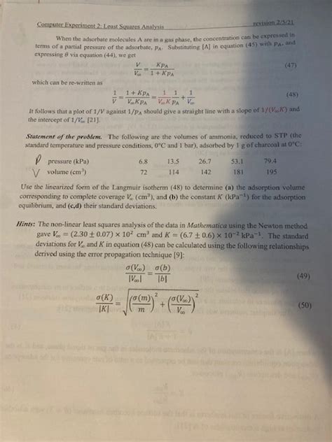 Use The Linearized Form Of The Langmuir Isotherm 48