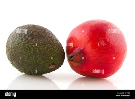 Pome Granate And Avocado Isolated On White Background Stock Photo Alamy