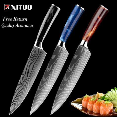 XITUO Couteaux De Cuisine Japonais 8 Pouce Surface Damas Chef