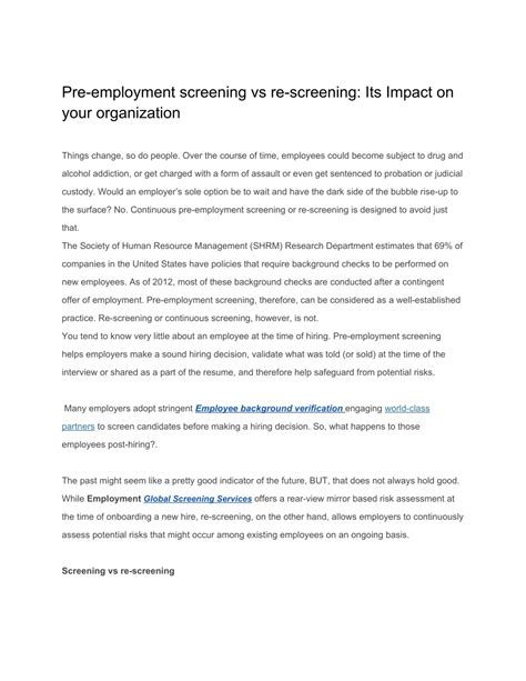 Ppt Pre Employment Screening Vs Re Screening Its Impact On Your Organization Powerpoint