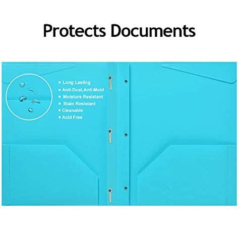 Jisusu Pack Heavy Duty Plastic Folders With Pockets And Prongs