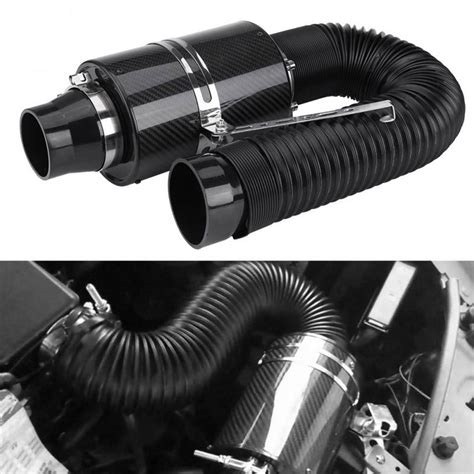 1 Set Universal Car 3 Inch Carbon Fibre Cold Air Filter Feed Enclosed