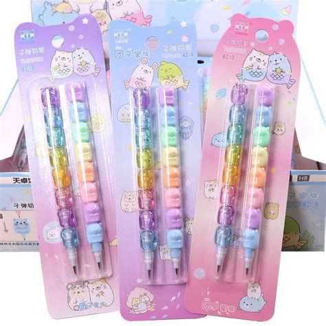 2pcs Kawaii Cartoon Non Sharpening Pencils HB Lead Sketch Drawing