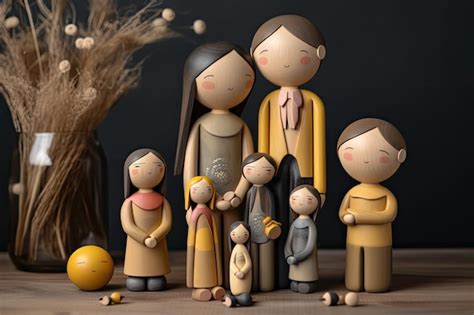 Premium AI Image | Wooden family member with mom dad and children ...