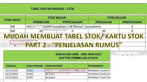 Mudah Membuat Tabel Stok Atau Kartu Stok Dari Persediaan Dengan Microsoft Excel Part 2