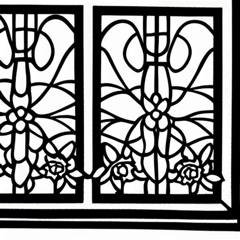 Flower and Window Line Art · Creative Fabrica