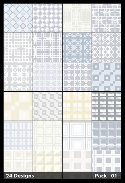 White Seamless Square Pattern Vector Pack