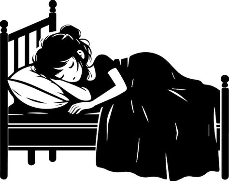 Una niña durmiendo en la silhueta vectorial de la cama 4 Vector Premium