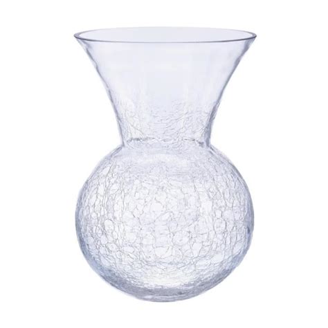 Atmosphera Vase boule evasé verre craquelé h 28 cm Transparent