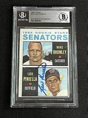 LOU PINIELLA 1964 TOPPS ROOKIE SIGNED AUTOGRAPHED CARD BECKETT BAS