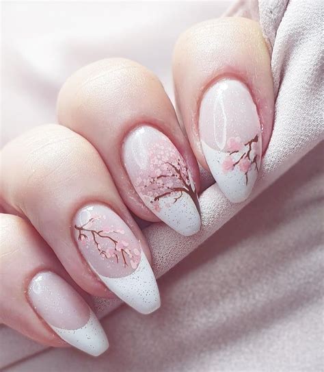 It S Cherry Blossom Season Nailstamping Pink Nail Art White