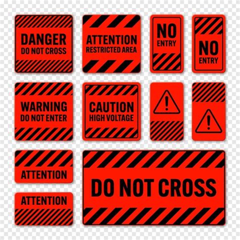 Premium Vector Various Black And Red Warning Signs With Diagonal Lines Attention Danger Or