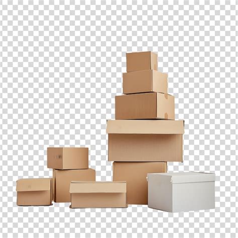 Premium Psd Stacked Cardboard Boxes On A Transparent Background