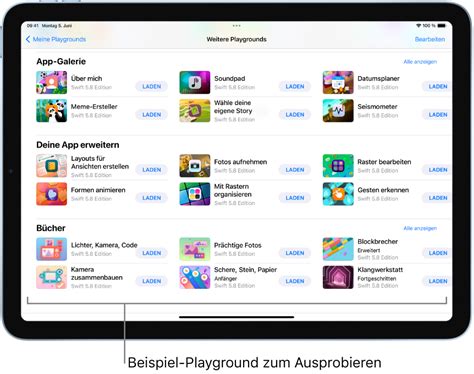 Verwenden und Erstellen von Playground Büchern in Swift Playgrounds auf