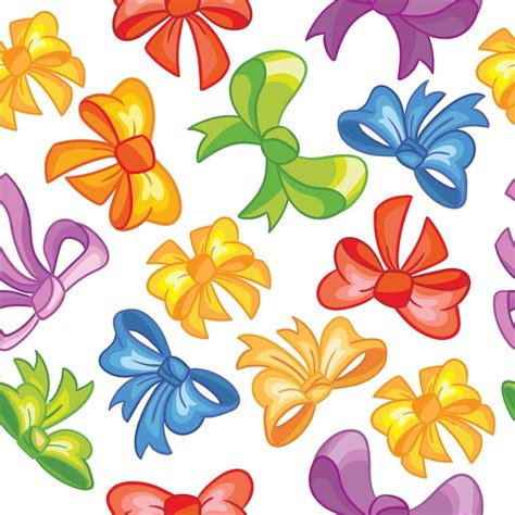 Premium Vector Seamless Pattern With Cute Colorful Bows On White