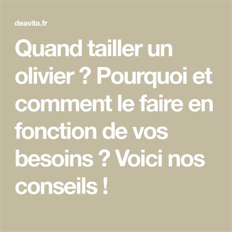 Quand Tailler Un Olivier Pourquoi Et Comment Le Faire En Fonction De