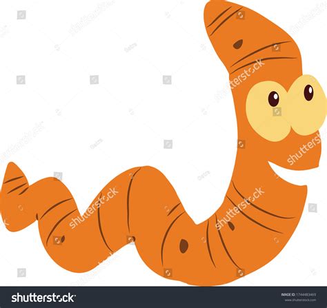 Cute Cartoon Worm Vector Illustration Smiling เวกเตอร์สต็อก ปลอดค่า