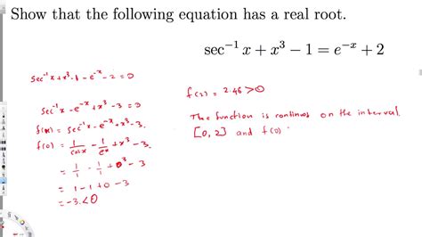 Show That The Following Equation Has A Real Root Youtube