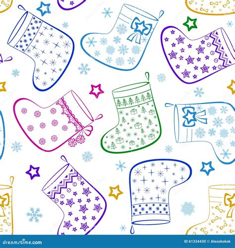 Christmas Stockings Seamless Stock Vector Illustration Of Pine