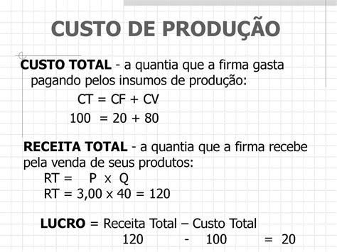 Custos De Produ O Ppt Carregar