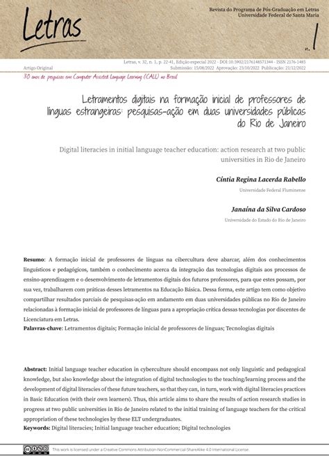 PDF Letramentos digitais na formação inicial de professores de