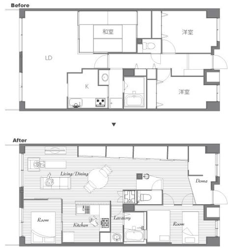 70㎡、3ldk、マンションの「例の間取り」からのリノベーション｜ウィル空間デザイン リノベーション 間取り 3ldk マンション 間取り