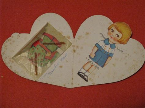 2 Vintage My Valentine Paper Doll Greeting Cards Ca 1930 4699144761