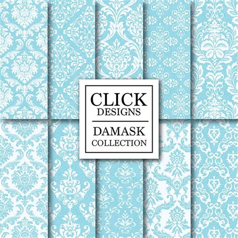 Damassés papier numérique Damas AQUA BLUE documents Etsy France