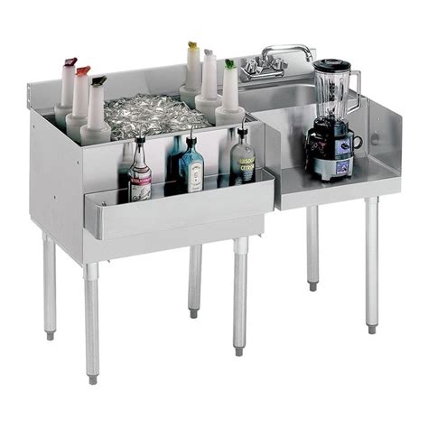 Krowne 18 W42l 42 Silver 1800 Series Cocktail Station W 80 Lb Ice Bin