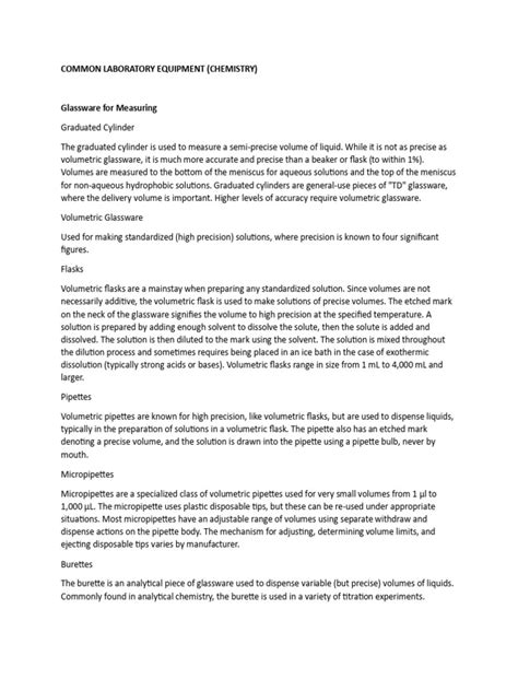 Common Lab Glassware | PDF | Filtration | Laboratories