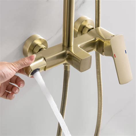 RBROHANT Brushed Gold Exposed Shower System With Tub Spout 3