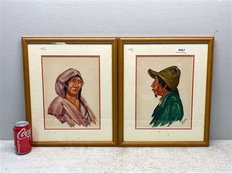 Pair Latin American Portraits Signed Jesus Dixon S Auction At Crumpton