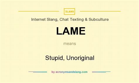Lame Stupid Unoriginal In Internet Slang Chat Texting And Subculture