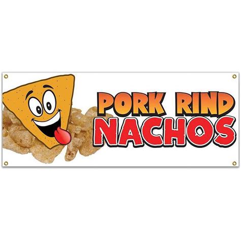 Signmission 48 In Pork Rind Nachos Banner With Concession Stand Food