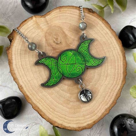 Labradoriet Drievoudige Maan Groen Ketting Rvs Sb Designs Creations