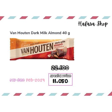 Jual Van Houten Dark Milk Almond 40 G Shopee Indonesia