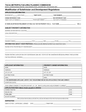 Fillable Online Application To Modify Subdivision And Development