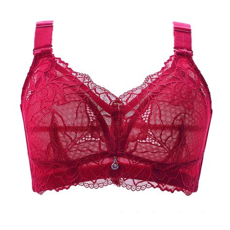 Aobny Nylon Pretty Bras For Womens Large Bust Red Underwear Sheer Lace Bralette Tops For Lady