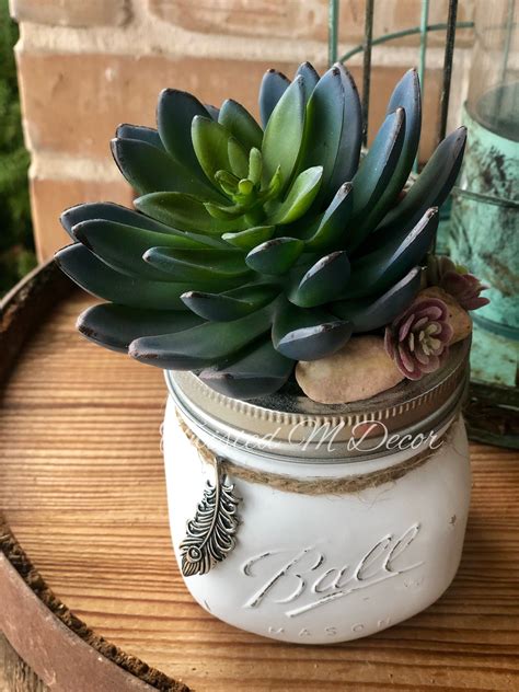 Mason Jar Succulent Mason Jar Succulents Mason Jar Art Painted