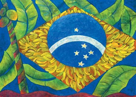 Pintura Da Bandeira Do Brasil - Pintura sobre tela da Bandeira do Brasil