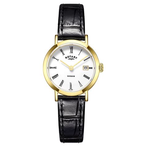 Rotary Ladies Windsor Black Leather Strap Watch Watches From Faith