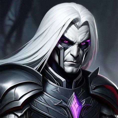 Ai Art Generator Male Drow Cleric Short Stark White Hair Black Heavy Armor Close Up Helmet