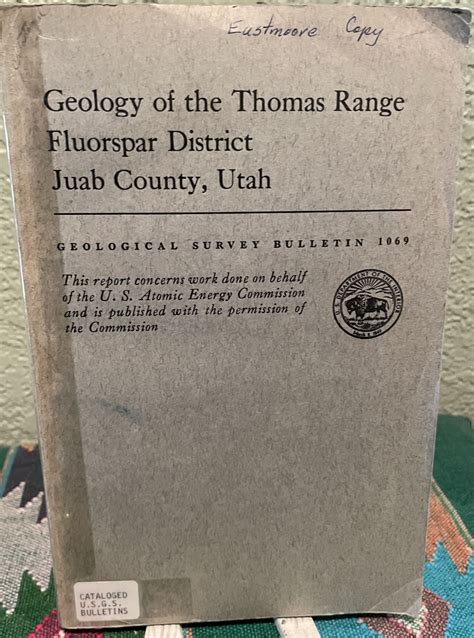 Geology Of The Thomas Range Fluorspar District Juab County Utah By