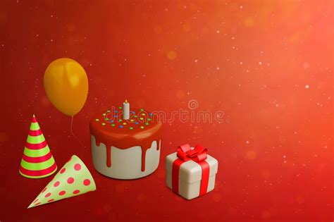 Kids Birthday Party Decor On 3d Illustrations Stock Illustration